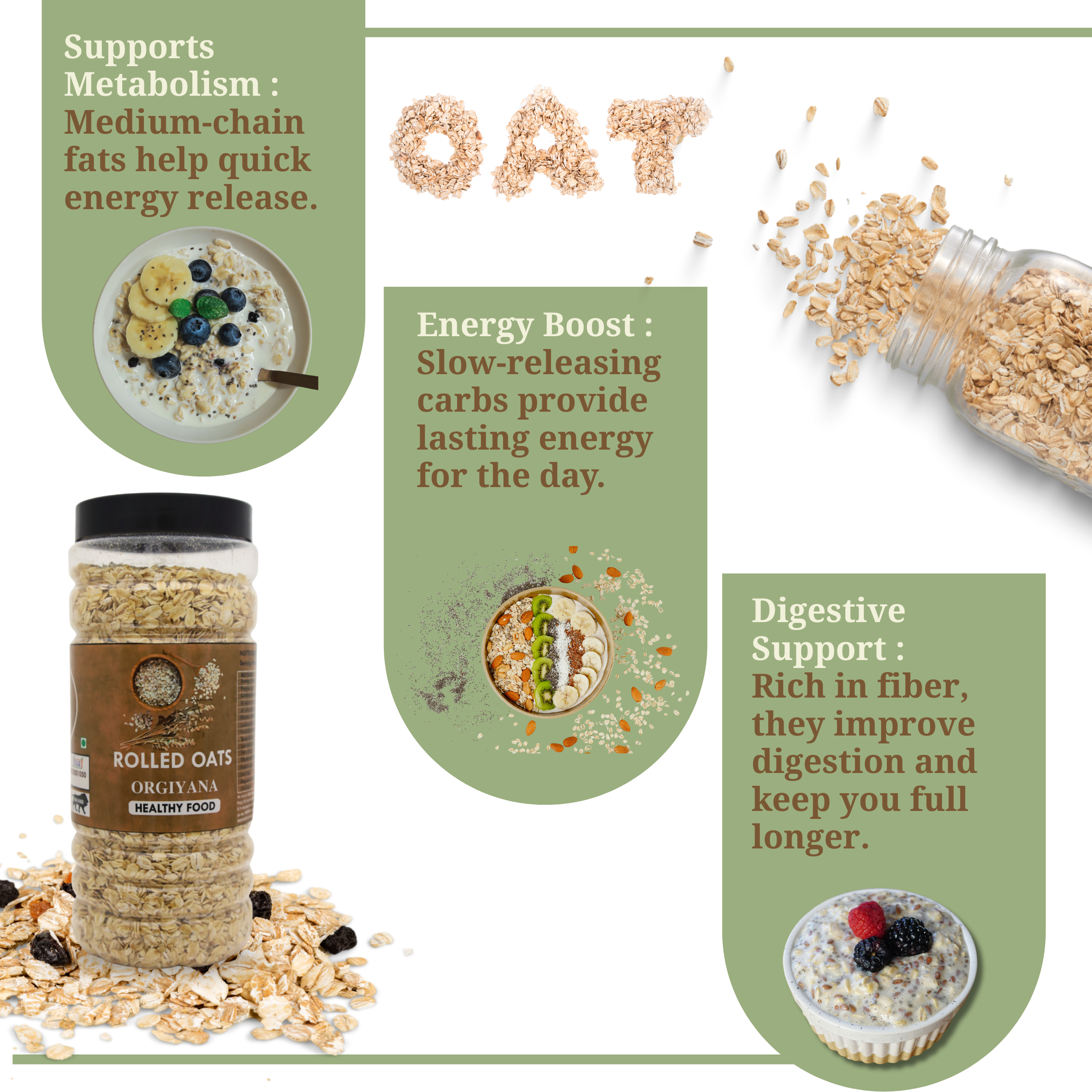Organic Rolled Oats (500 gm)