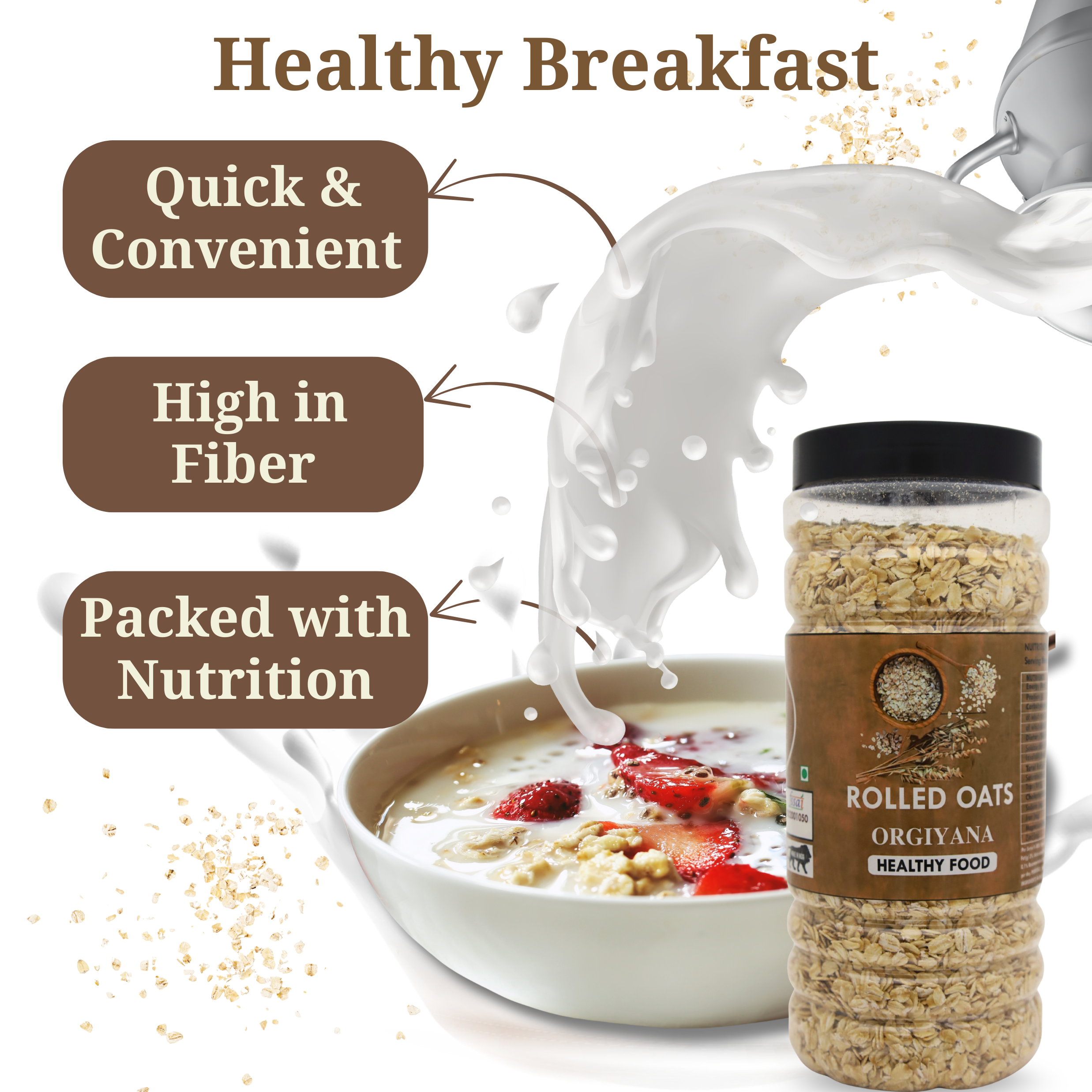 Organic Rolled Oats (500 gm)
