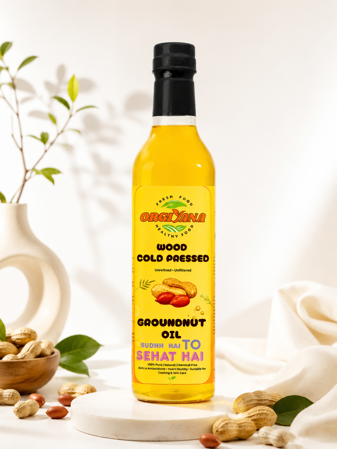 Pure Wood Pressed Groundnut Oil